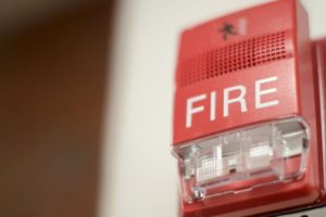 Fire alarm on wall