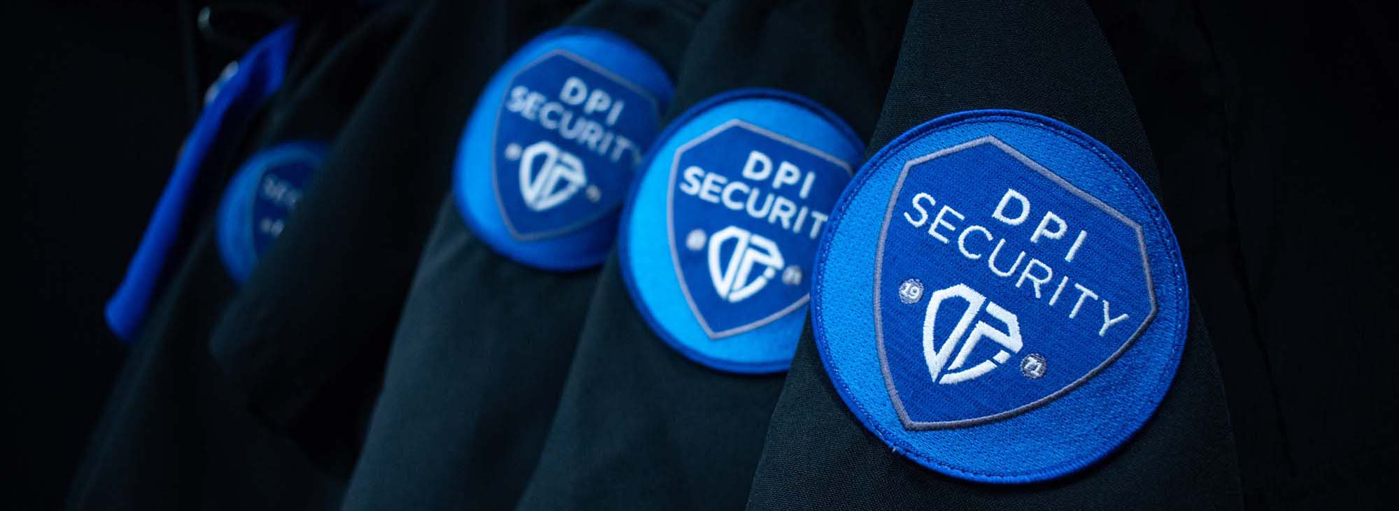 DPI Security patches on dark blue jacket background